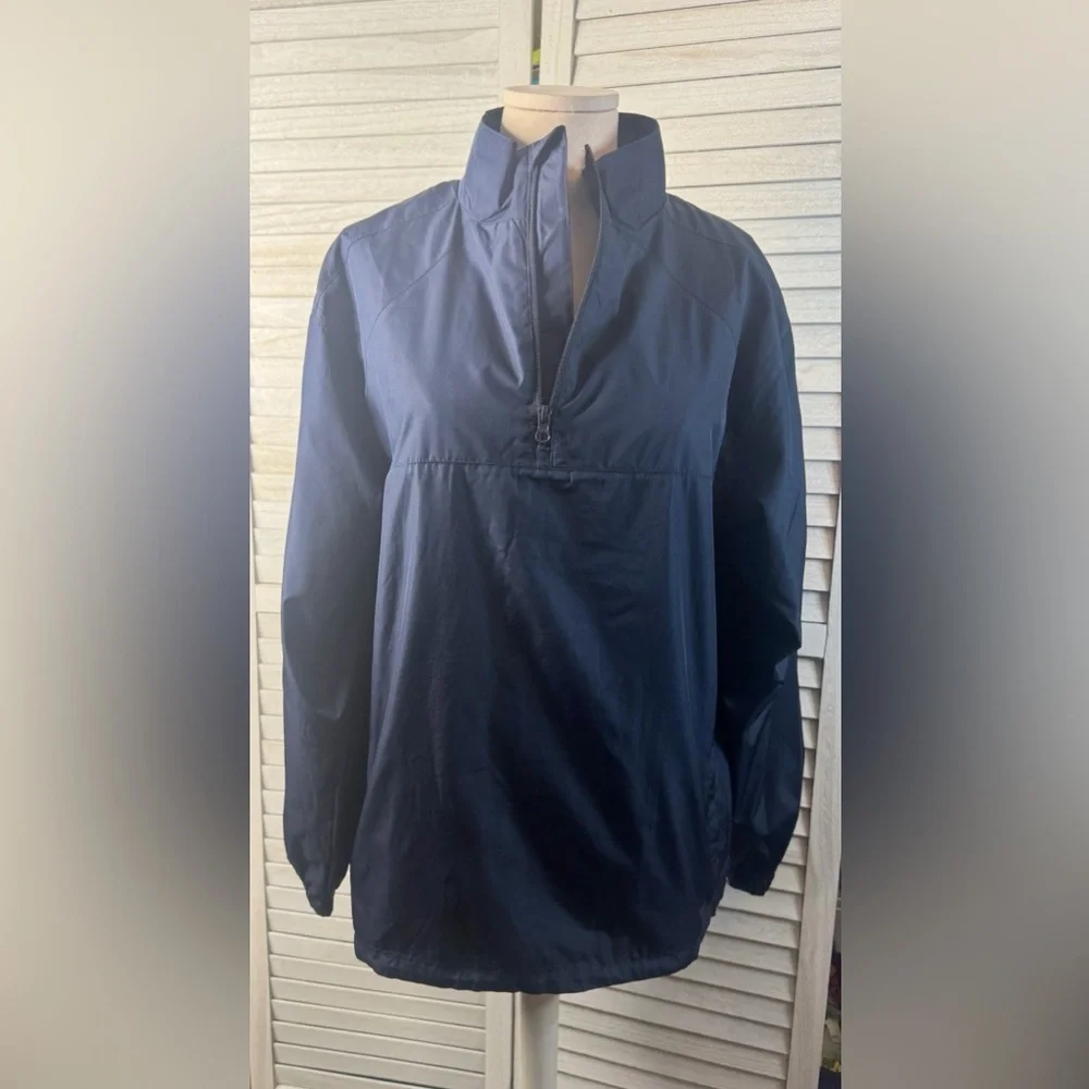Ultra Club Navy Quarter Zip Windbreaker Pullover Jacket Athleisure Coastal